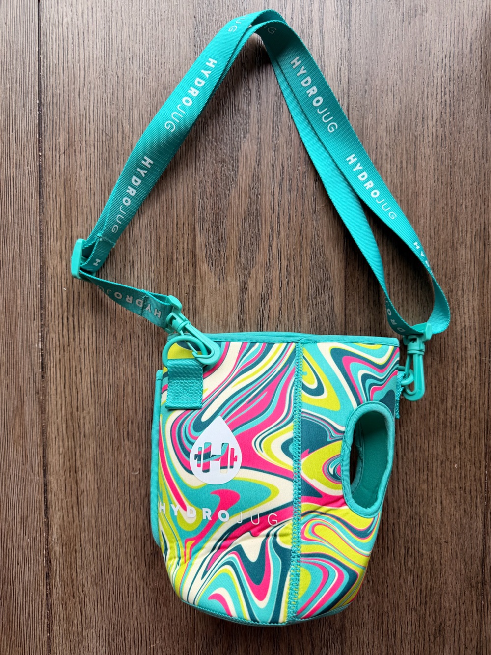 HydroJug Teal Multicolor Swirl Crossbody Bottle Carrier